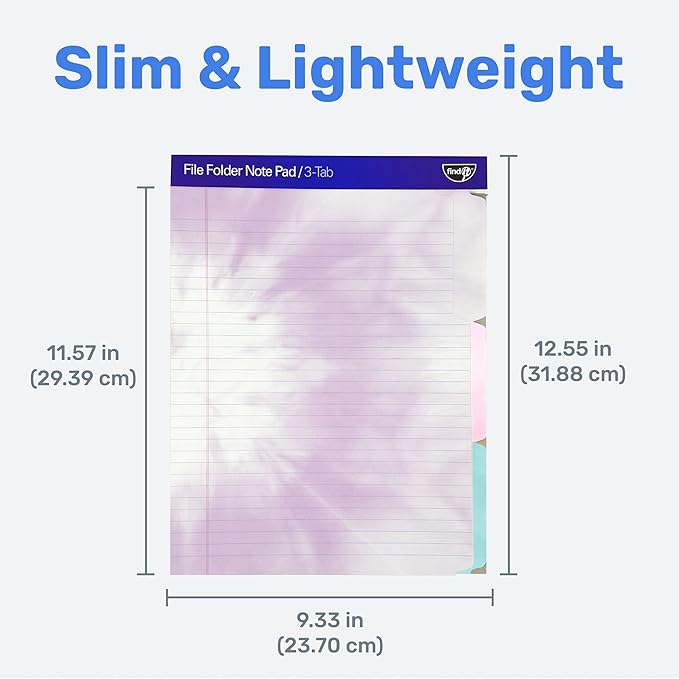 Find It File Folder Notepad - Pack of 72-9.5 x 12.5 Inch Notebook Organizer Folders for Filing, Document, and Clipboard Organization - Tie-Die