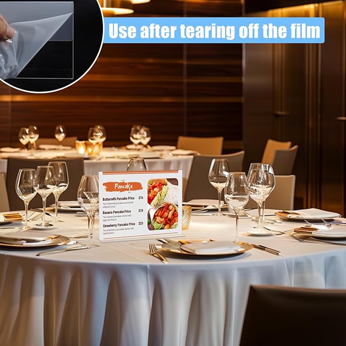 3 Pack Acrylic Sign Holder 8.5x11 Inches,Horizontal T Shape Clear Sign Holder,Double Sided Clear Frames,Plastic Paper Flyer Display Holders,Menu Table Stand for Office,Store,Restaurant