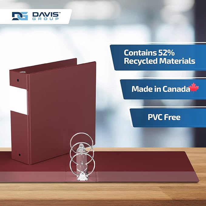 Premium Economy 6-Pack 3-Ring Binders for School or Office, Round-Ring Binders, 3 Inch, Burgundy