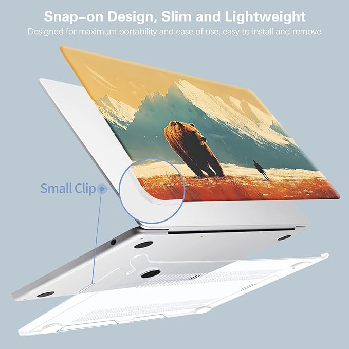 KEROM Compatible for MacBook Air 15 Inch Case 2025 2024 2023 M4 M3 M2 A3241 A3114 A2941, MacBook Air M4 15 inch Case, Cute Aesthetic Plastic Hard Shell & Keyboard Cover for Mac Air 15, Bear