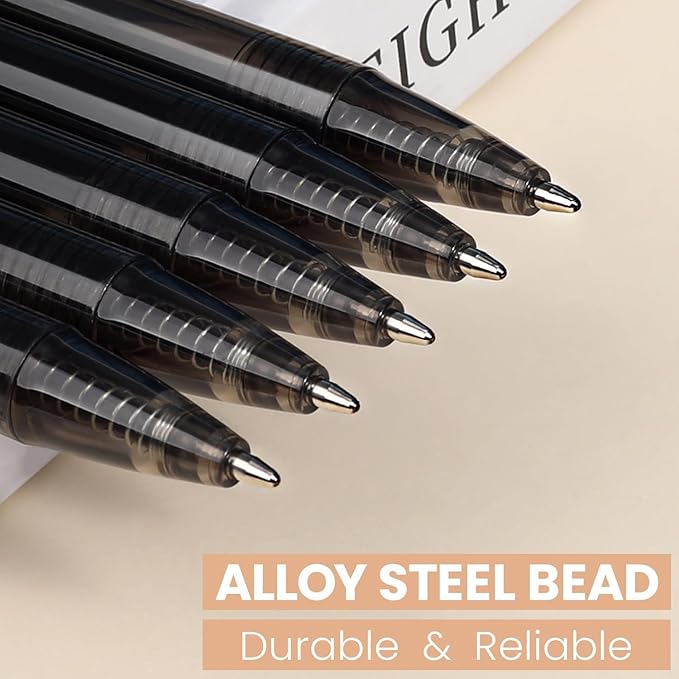 Black Pens Bluk | 60 Pack Durawrite Retractable Ballpoint Smooth Writing | Ball Point Click Pens Black Ink 1.0mm with Clear & Vivid Lines for Servers School Office Supplies, Lapiceros