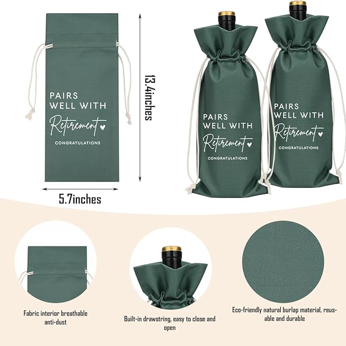 XFW Grey Retirement Wine Bag Retirement Gifts for Women Men Farewell Gifts for Coworkers Going Away Gift for Friends Boss