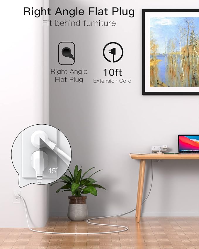 Desk Clamp Power Strip, 65W 10ft Extension Cord- 2 Outlets Desktop Power Strip with USB C 65W, USB A(QC 18W) Desktop Desk Clamp Power Station for Office, Home