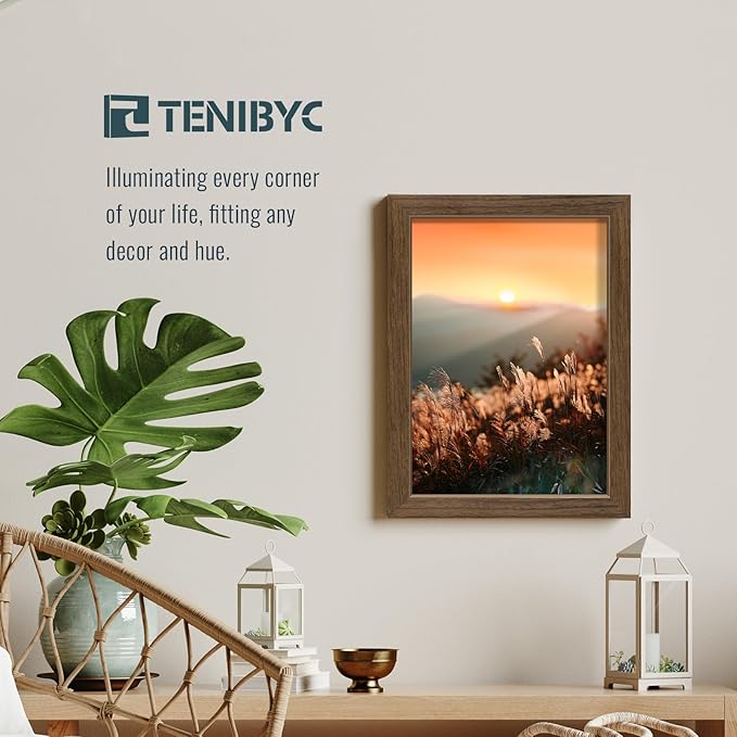 12x16 Picture Frame 3 pk, Brown Woodgrain, HD Tempered Glass, Wall Gallery Frame