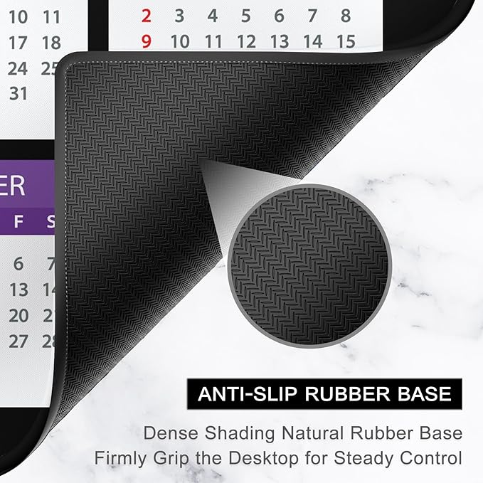 2026 Calendar Mouse Pad, Square New Year 2026 Mousepad 10.2 x 8.3 Inch, Stitched Edge Anti-Slip Waterproof Rubber Computer Mat for Office, Gaming, Laptop, New Year Office Supplies Gift, Black