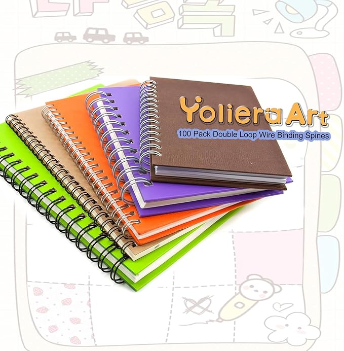 100 Pack Double Loop Wire Binding Spines, YolieraArt 1/4 Inch Spiral Binding Coils for Letter Size,Metal Bindings for Notebook Binder Machine (20 Sheet Capacity, 100P, 3:1 Pitch Twin Combs, Silver)