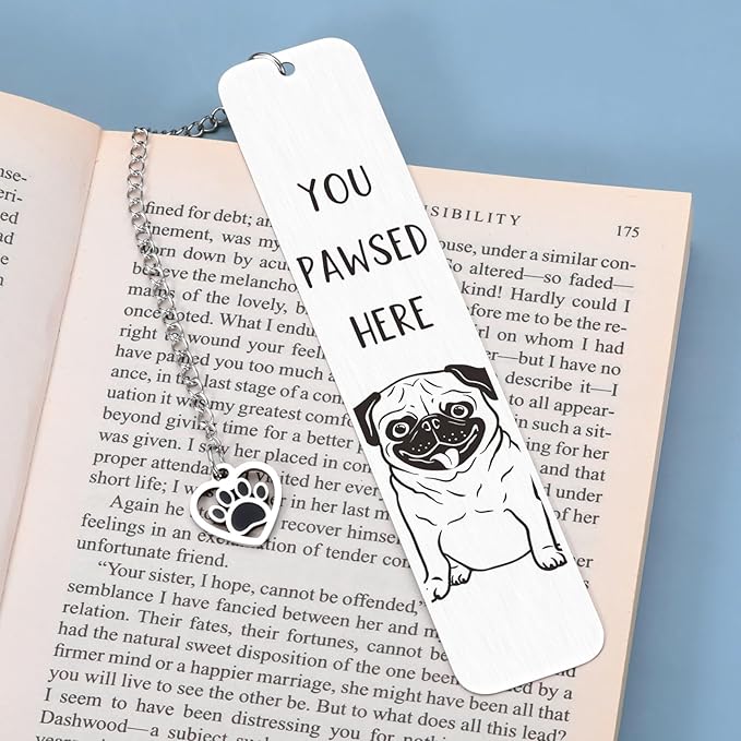Pug Gifts for Pug Lovers, Dog Lovers Gifts for Women, Dog Bookmark, Book Club Dog Themed Gifts for Readers Book Lovers Women, Dog Mom Gifts for Women, Book Marks for Reading Women Men, Bookish Gifts