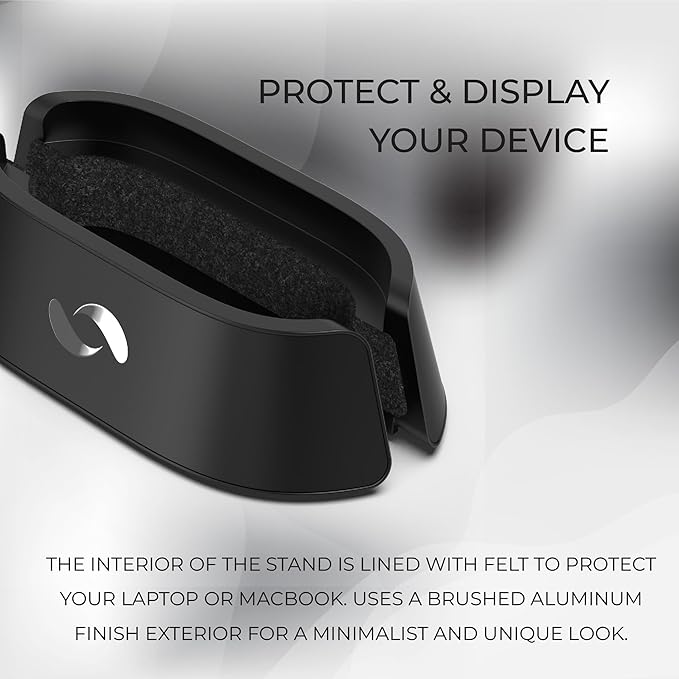 HumanCentric Vertical Laptop Stand in Black Aluminum, Upright Adjustable Holder and Dock, Laptop Vertical Stand Fits MacBook Pro and Other Laptops .5" to 1.5", Clamshell Compatible