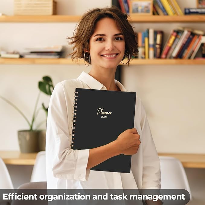 EMSHOI 2026 Appointment Book, A4 15-Minute Hourly Planner, JAN 2026 - DEC 2026, Daily Weekly Monthly, 100GSM Thick Paper, PVC Cover, Colorful Tabs - for Work, School, Salon Scheduling