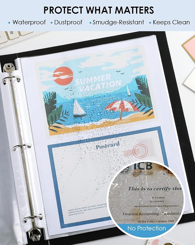 KTRIO Sheet Protectors 8.5 x 11 inch, Clear Page Protector for 3 Ring Binder, Plastic Sleeves for Binders, Top Loading Paper Sheets Document Sleeve Letter Size, Office & Home, 450 Pack