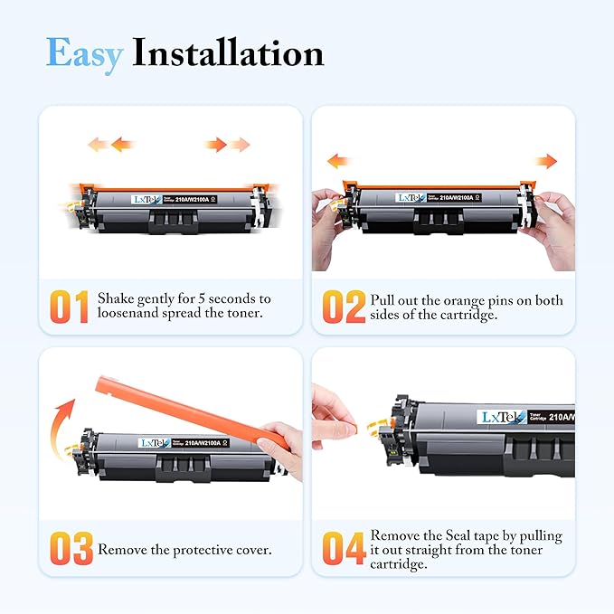 LxTek 210A 210X Toner Cartridges 4 Pack (with Chip) Replacement for HP 210A 210X W2100A W2100X Compatible with HP Color Laserjet Pro MFP 4301fdw 4301fdn Pro 4201dw 4201dn Series Printer (BCYM)