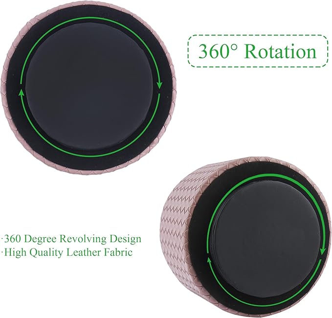 Hennaja Round Leather Art Supply Organizer,Remote Control Holder,360 Degree Spinning,Multi-Functional Pencil Holder,4 Compartments Desktop Stationary Organizer(1-Weave Purple)