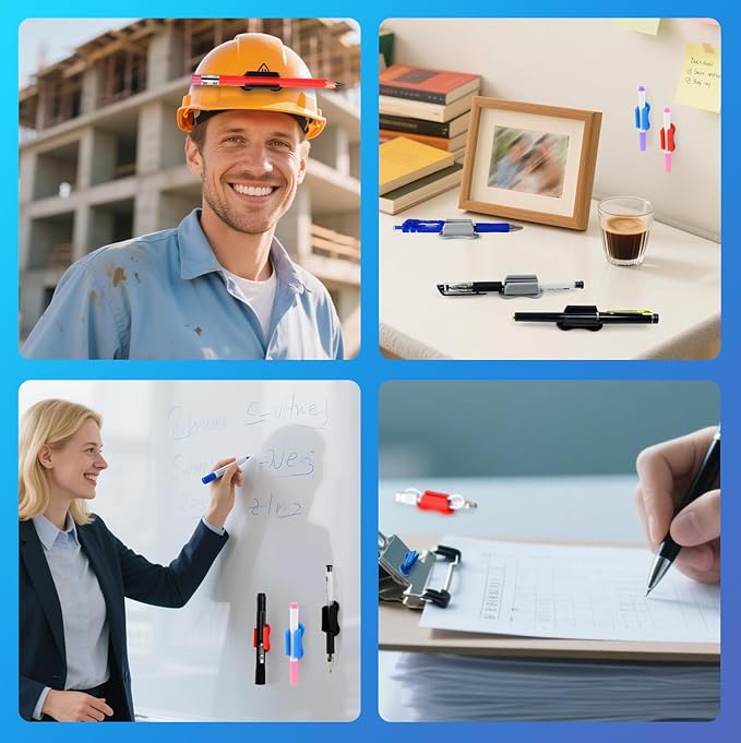 SameTech 10 Pack Adhesive Silicone Pen Holder Pencil Grips-Reusable Sticky Pencil Grips for Desk,Notebook,or Wall,Ergonomic Writing Aid for Kids&Adults,(Fits Pens,Pencils,Tools (ZuheColour, 10pcs)