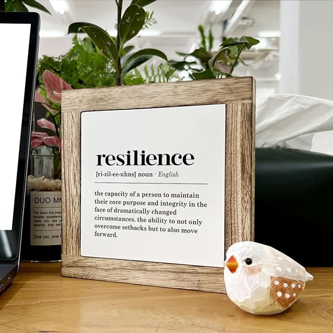 Resilience Definition Wood Block Sign - Motivational Office & Home Decor