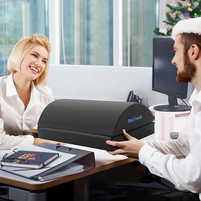 BlissTrends Foot Rest for Under Desk at Work-Versatile Foot Stool with Washable Cover-Comfortable Footrest with 2 Adjustable Heights for Car,Home and Office to Relieve Back,Lumbar,Knee Pain-Gray