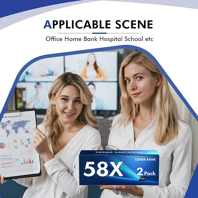 CF258X 58X Toner Cartridge Black High Yield 58A Compatible Replacement for HP 58X CF258X 58A CF258A Toner Cartridge for HP Laserjet Pro M404n M404dn MFP M428fdw M428fdn M428dw Printer Ink 2 Pack