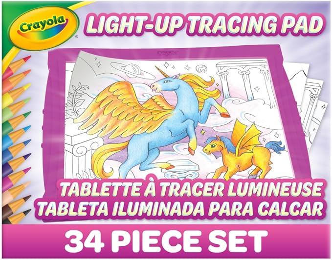 Crayola Light Up Tracing Pad Pink, Best Birthday, Holiday & Christmas Gifts for Girls & Boys, 6, 7, 8 Year Olds, Kids Toys, Light Box Art Kit for Kids [Amazon Exclusive]