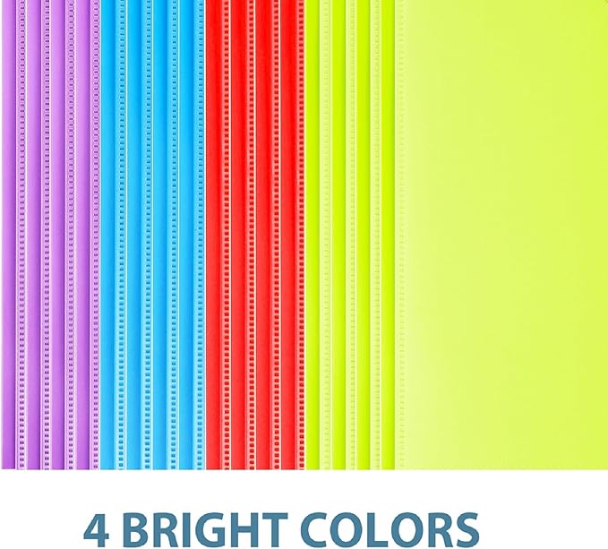 16 Packs Heavy Duty 3 Pockets Folders with Prongs, Plastic Folders with Clear Front Pocket, for Letter Size Paper, Assorted Colors/Card Slot for Class Office Home