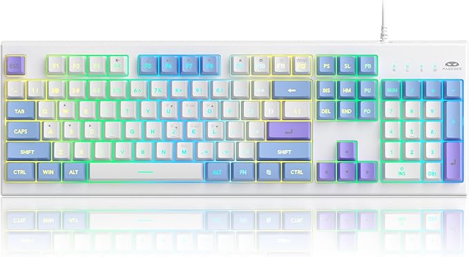 MageGee Creamy Keyboards,K2 Classic Keyboard Wired RGB Backlit 104 Keys Waterproof Ergonomic Keyboard,PC Keyboards for PC/loptop/MAC - Lris Violet