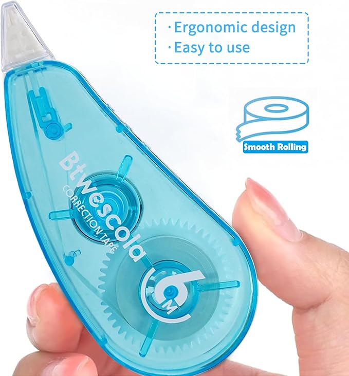 Correction Tape, Easy to Use Applicator for Instant Corrections, 19.7Feet 12-Count Pack Correction Tape for School, Office, Crafting(12pcs/Set)