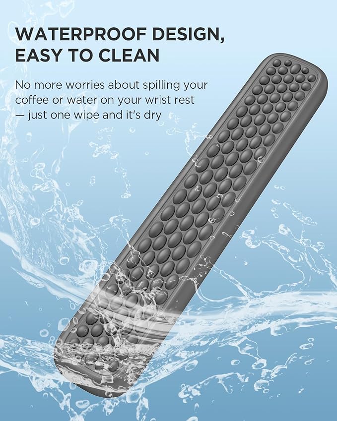 Lekvey Ergonomic Keyboard Wrist Rest - Memory Foam with Massage Points & Waterproof PU Leather Wrist Pad, Carpal Tunnel Support for Office Computer/Gaming, Typing Pain Relief, Easy-Clean（Gray）