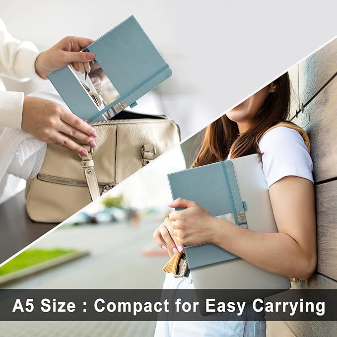 EMSHOI Graph Paper Notebook - 256 Pages A5 Graph Notebook/Journal, Hard Cover, 120gsm Thick Paper, Smooth PU Leather, Inner Pocket, 5.75'' × 8.38''-Black