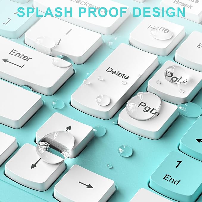 RECCAZR Wireless Keyboard and Mouse Combo, Full-Sized Keyboard and Adjustable DPI Mouse, 2.4GHz USB Receiver, Wireless for PC, Windows, Desktop, Laptop (Blue)