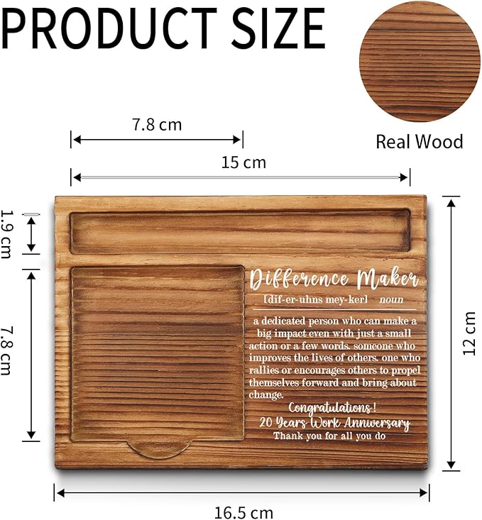 20th Work Anniversary Sticky Note Holder, Thank You Appreciation 20 Year Work Anniversary Decor Gifts for Coworker, Employee, Him, Her, Happy 20th Work Anniversary Self-Stick Note Pad Holders GAA46