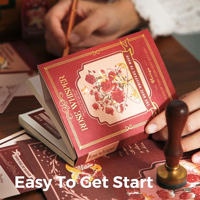 Funto Scrapbooking Kit(123 PCS), Vintage Collection-Rose Whisper, Perfect for Bullet Scrapbooking Materials, Planner DIY Arts Craft Collage