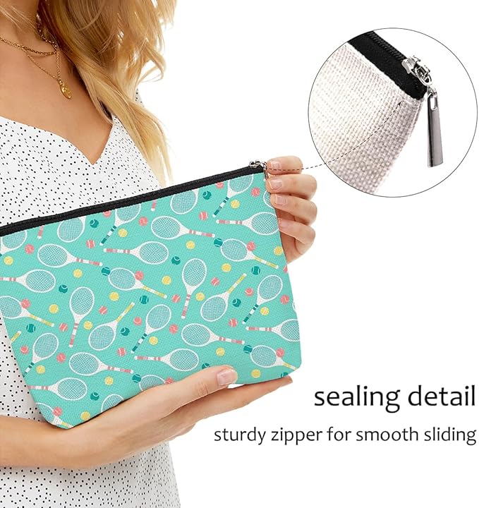 Tennis Gifts, Inspirational Tennis Makeup Bag, Tennis Accessories Tennis Gift Cosmetic Bag Toiletry Bag, Tennis Player Graduation Birthday Gifts for Women Girls Tennis Lovers Sister Bestie