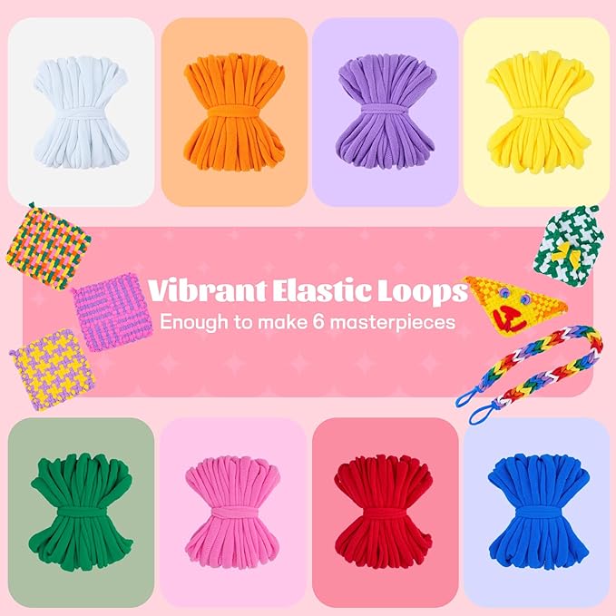 PREBOX Potholder Weaving Loom Kit for Kids and Beginners, Knitting Crafts for Girls Ages 6-12 Year Old, 7" Pot Holder Loom with 224 Loops, Great Christmas & Birthday Gifts