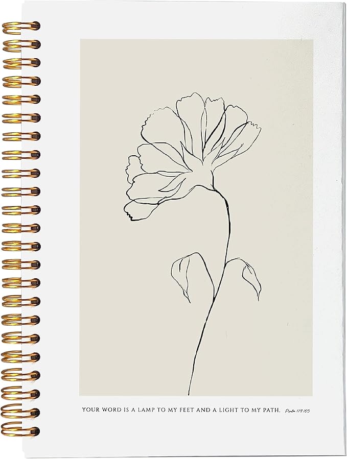 VNWEK Bible Scripture PSALM 119:105 Your Word Is a Lamp to My Feet Boho Botanical Leaf Spiral Notebook Journal 5.5 x 8.3 inches,Christian Lined Hardcover Spiral Notebook,Christian Gifts