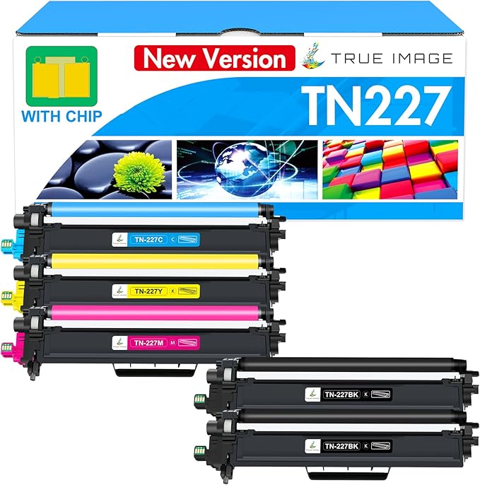 TN227 TN-227BK/C/M/Y High Yield Toner Cartridge: Compatible Replacement for Brother TN223 TN 227BK/C/M/Y for HL-L3270CDW MFC-L3770CDW HL-L3290CDW MFC-L3750CDW HL-L3210CW Printer (TN-223BK/C/M/Y 5Pack)