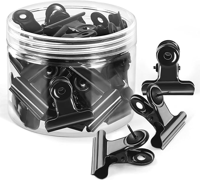 60 Pieces Push Pin Clips, Metal Clothes Pushpin with Clip, Black Clip Push Pins, Push Pins for Bulletin Board Wall Cubicle Cork Boards for Paper Picture Poster Hanging in Home Office Classroom