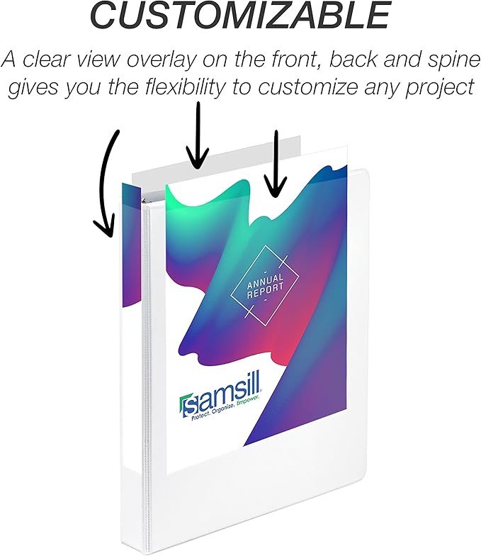 Samsill Durable 1 inch 3 Ring Binder, Made in USA, D Ring Binder, FSC 100% Recycled Chipboard, White, 24 Pack, Bulk