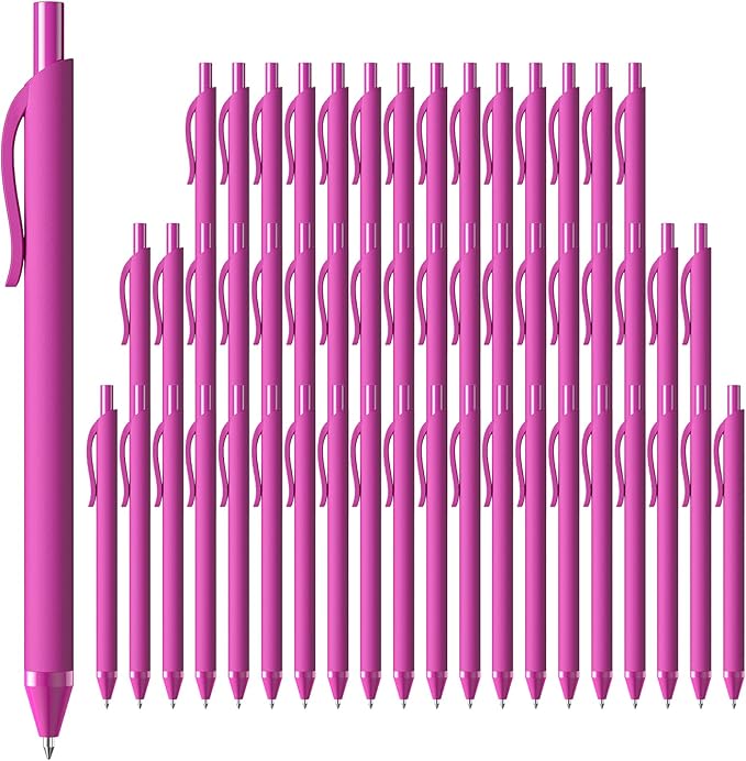 52 Pcs Pens Bulk - 1.0MM Ballpoint Pens Pink Ink | Medium Point Smooth Writing, No Bleed Retractable Ball Point Pen for Office School (Pink - 52Pcs)
