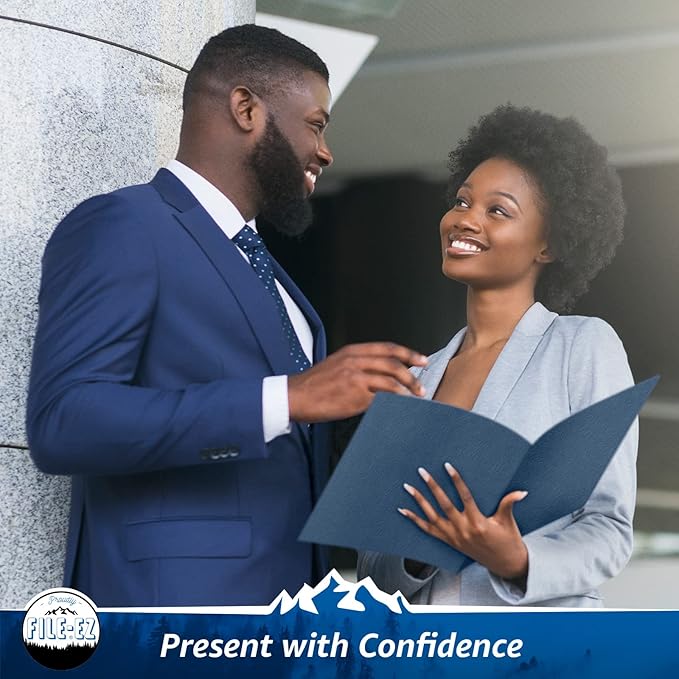 FILE-EZ Two-Pocket Folders, Assorted Colors, 125-Pack, Textured Paper, Letter Size (EZ-32400)