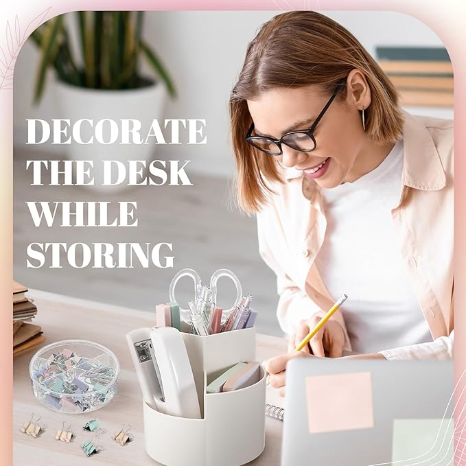 Kosiz 27 Pcs Black White Desk Accessories Aesthetic Desk Organizer Neutral Office Supplies Pen Holder Stapler Binder Sticky Notes Paper Clips Scissor Staples Aesthetic Accessories for Women(Fashion)