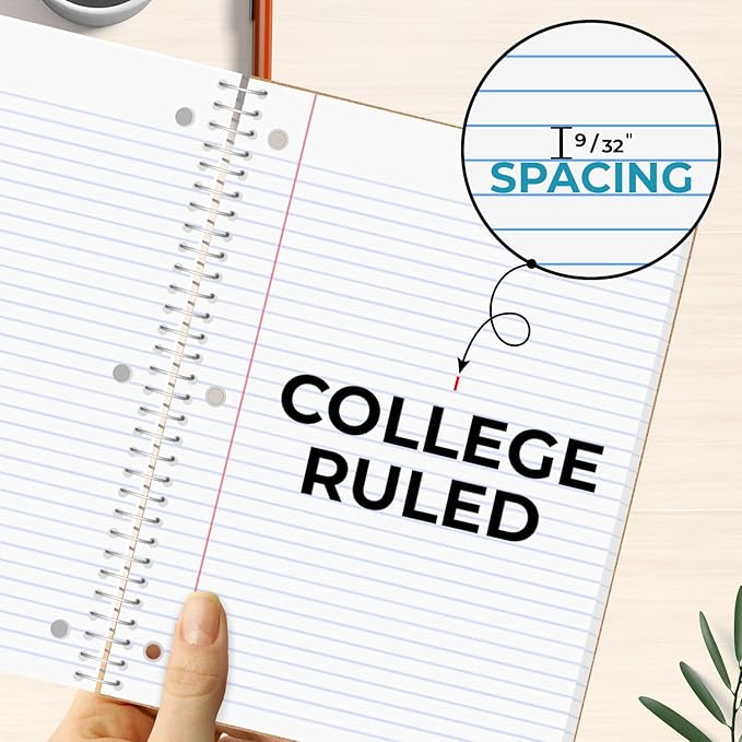 Spiral Notebook 36 Pack, 5 Subject, 300 Pages/Book (150 Sheets), College Ruled, 8 x 10-1/2, School & Office Bulk Spiral Notebooks, Sturdy Spiral Journal Notebook, Soft Cover, Assorted Colors