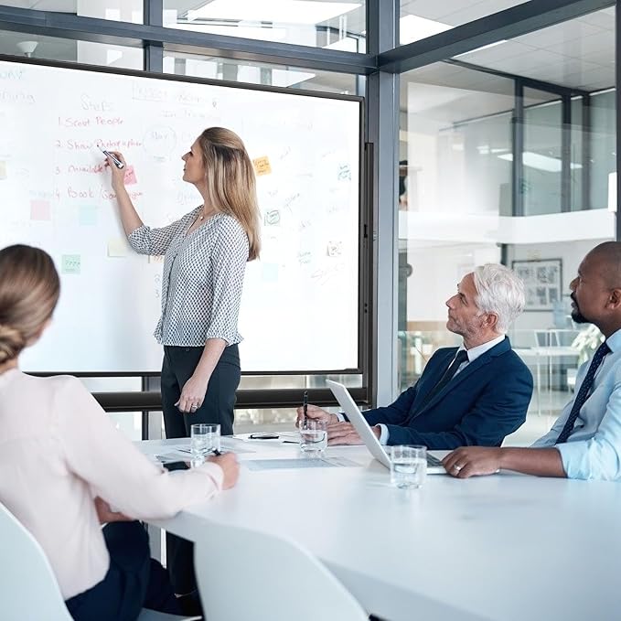 BIBOC 32x48 Inches Large Mobile Dry Erase Whiteboard with Rolling Stand - Double Sided Height Adjustable Whiteboard for Office, School- Aluminum Frame & Durable Writing Surface (48×32 inches)