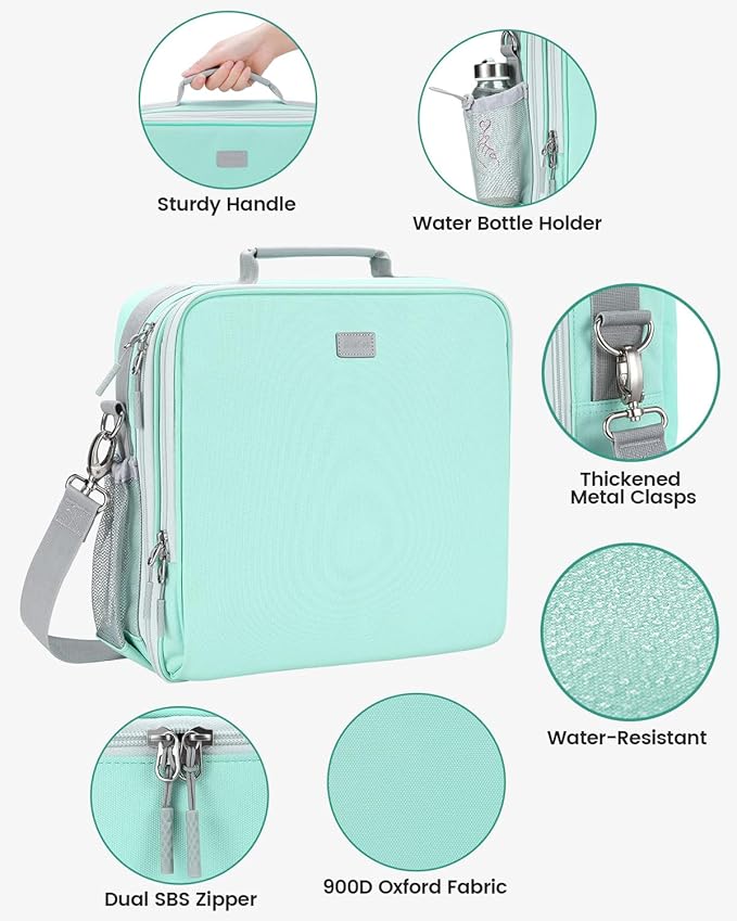 Zipper Binder, 3 Inch D-Ring 3 Ring with Water Bottle Holder,700 Sheet Capacity-Multiple Pockets,Binder with Strap for School/Office, Fit for 13" Tablet/Laptop,Patent Design-Light Blue
