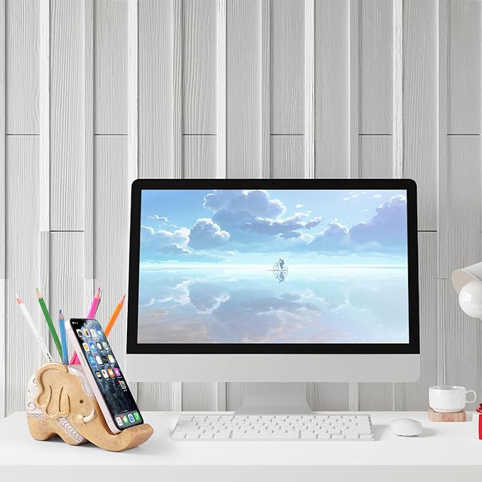 MOKANI Elephant Pencil Holder with Phone Stand, Elephant Gifts for Women Multifunctional Pen Holder Office Desk Organizer Desk Accessories Desk Decor Decorations Thanksgiving Christmas Gifts