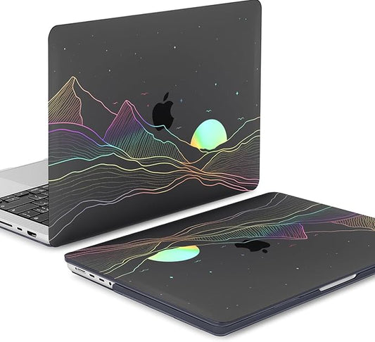 KEROM Clear Black Case for MacBook Air 13 inch 2021-2018 M1 A2337 A2179 A1932, Plastic Hard Shell Case & Keyboard Cover for MacBook Air 13.3 inch, Sunrise