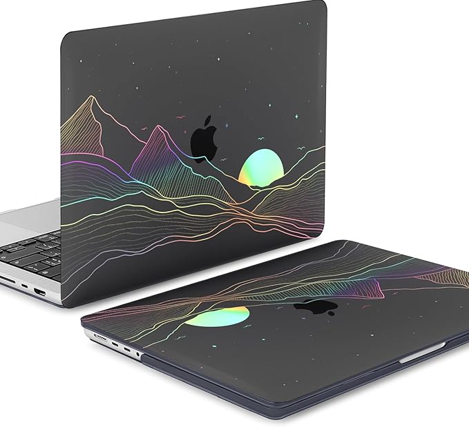 KEROM Clear Black Case for MacBook Pro 14 inch 2024-2021 M4 M3 M2 M1 Pro/Max Chip A3112 A3185 A3401 A2918 A2992 A2779 A2442, Plastic Hard Shell Case & Keyboard Cover for MacBook Pro 14'', Sunrise