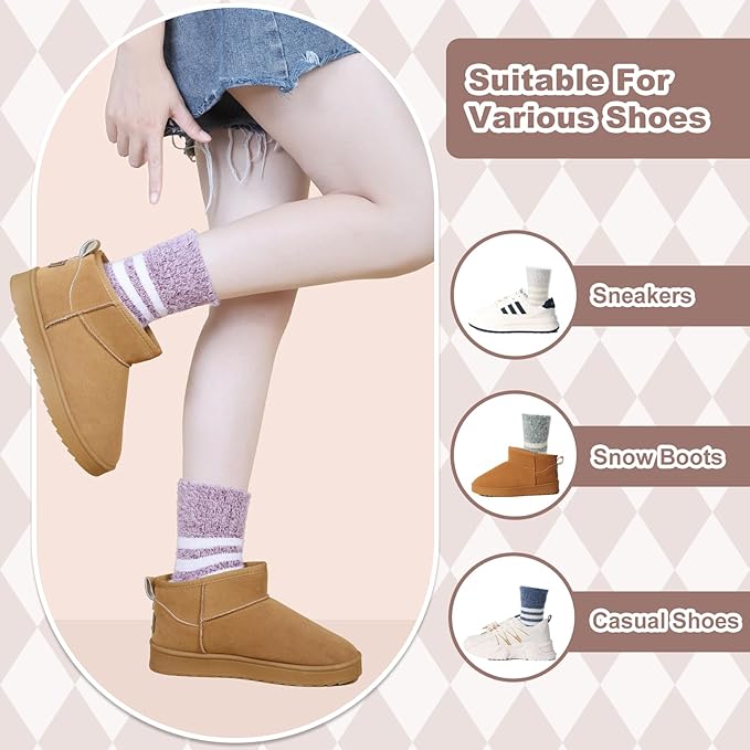 5 Pairs Fuzzy Soft Cozy Comfortable Socks for Women, Casual Sleep Comfy Socks, Perfect Warm Winter Gifts for Women