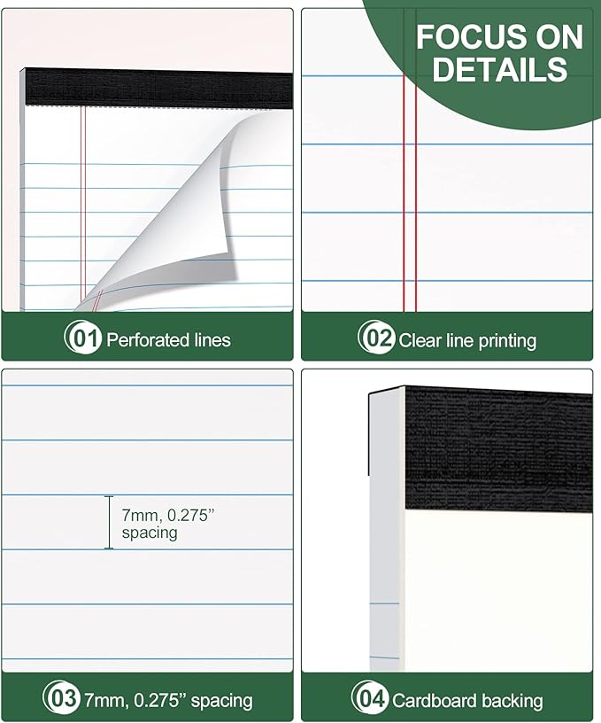 Legal Pads 4x6 Small Notepads, 14-Pck Note Pads for Work Mini Pocket Notepad White Paper Writing Pads Narrow Ruled Scratch Memo Pads for Office Home Taking Quick Notes, Perforated, 30 Sheets Per Pad