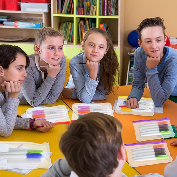 40 Pieces 6 Ring Binder Zipper Pouch, 6 Hole Binder Pockets with Zipper Bulk Folders A6 Plastic Pouch Colorful Loose Leaf Bags Waterproof PVC Document Filing Bag