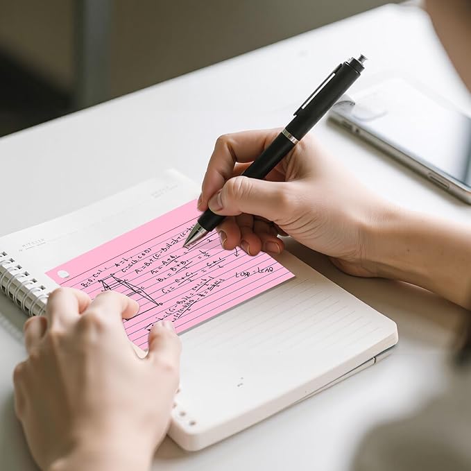160-Pack Colored Index Cards 4x6 Inch w/Key Ring – 180gsm Heavyweight Flashcards – 4 Vibrant Colors Flash Cards (White Pink Blue Yellow) – Perfect for Study, Notes & Memory, Students School Supplies