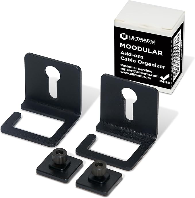 Moodular Add-ons Cable Organizer 2 Pack [Accessory Only - Requires Moodular Wooden Monitor Stand Slide Rails for Use] Black MSA-CO