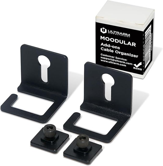Moodular Add-ons Cable Organizer 2 Pack [Accessory Only - Requires Moodular Wooden Monitor Stand Slide Rails for Use] Black MSA-CO
